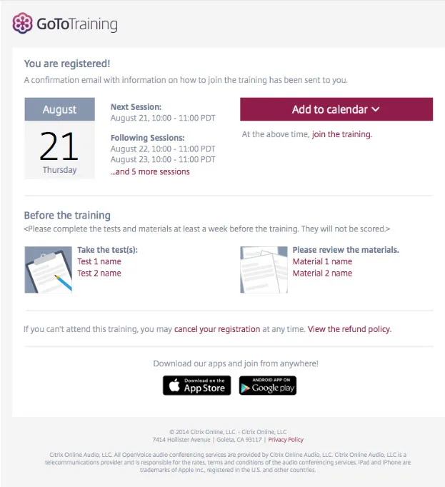 GoToTraining — Screenshots 2