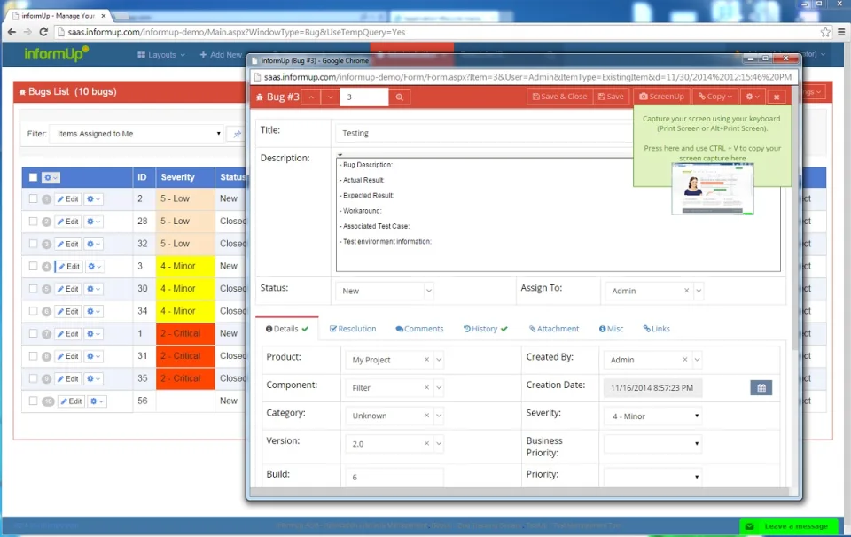 InformUp Tracking System — Screenshots 1