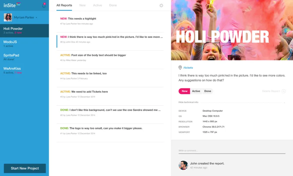 InSite Feedback — Screenshots 1