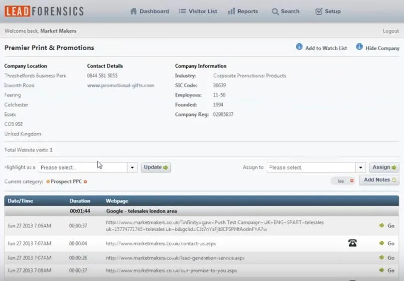 Lead Forensics — Screenshots 1