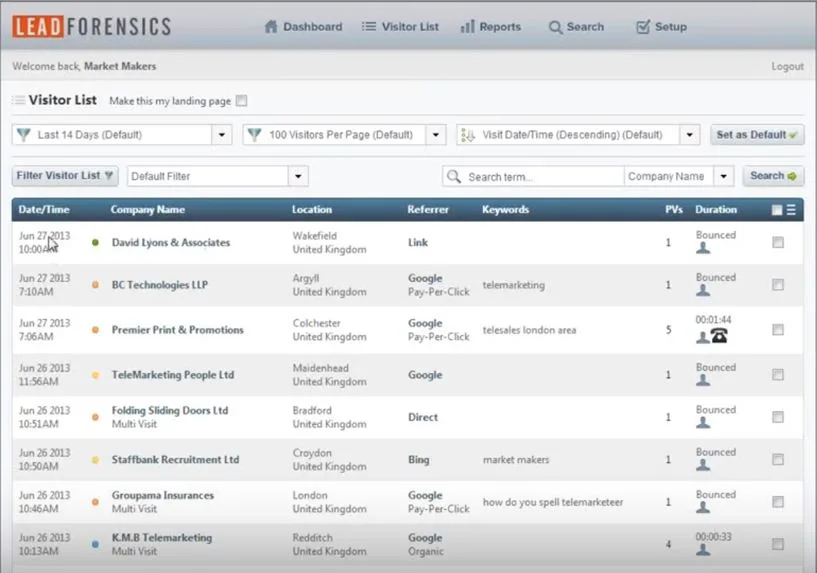 Lead Forensics — Screenshots 2