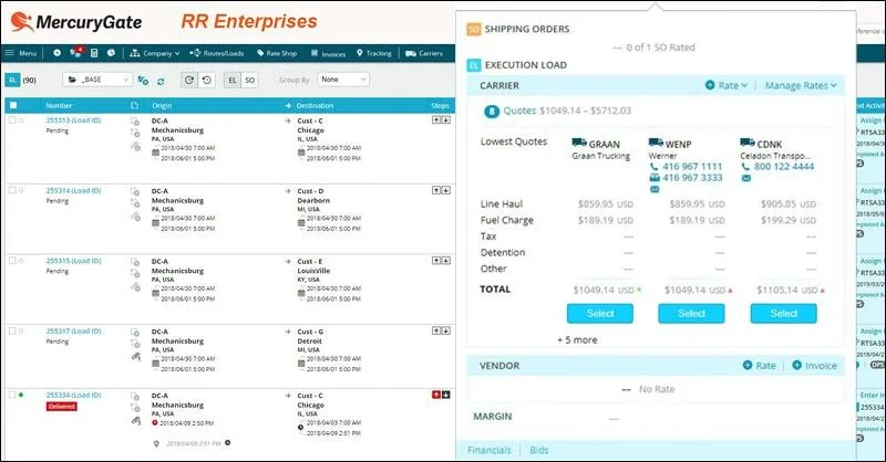 MercuryGate TMS — Screenshots 2