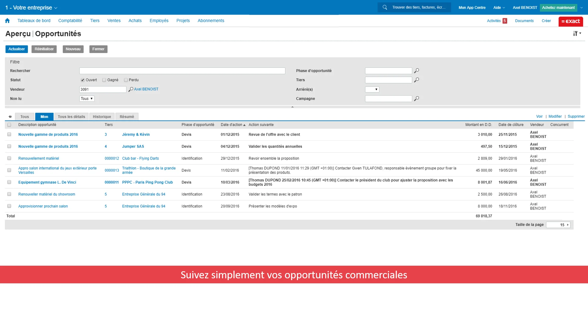 Exact pour Gestion de projets screenshot