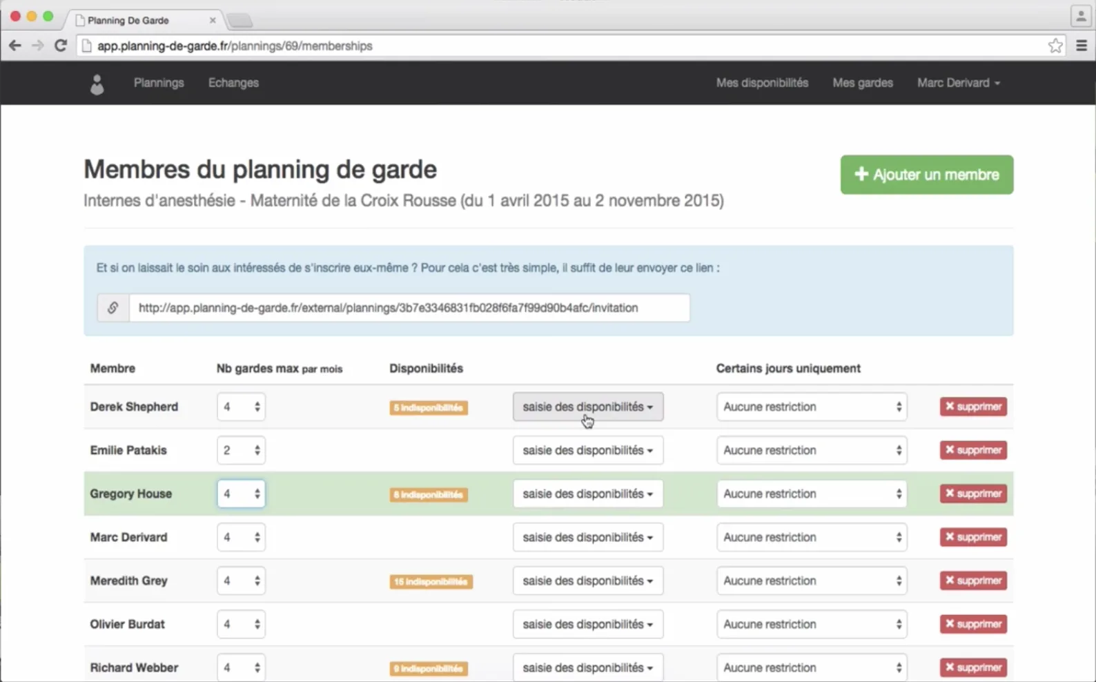 Planning de garde — Screenshots 1