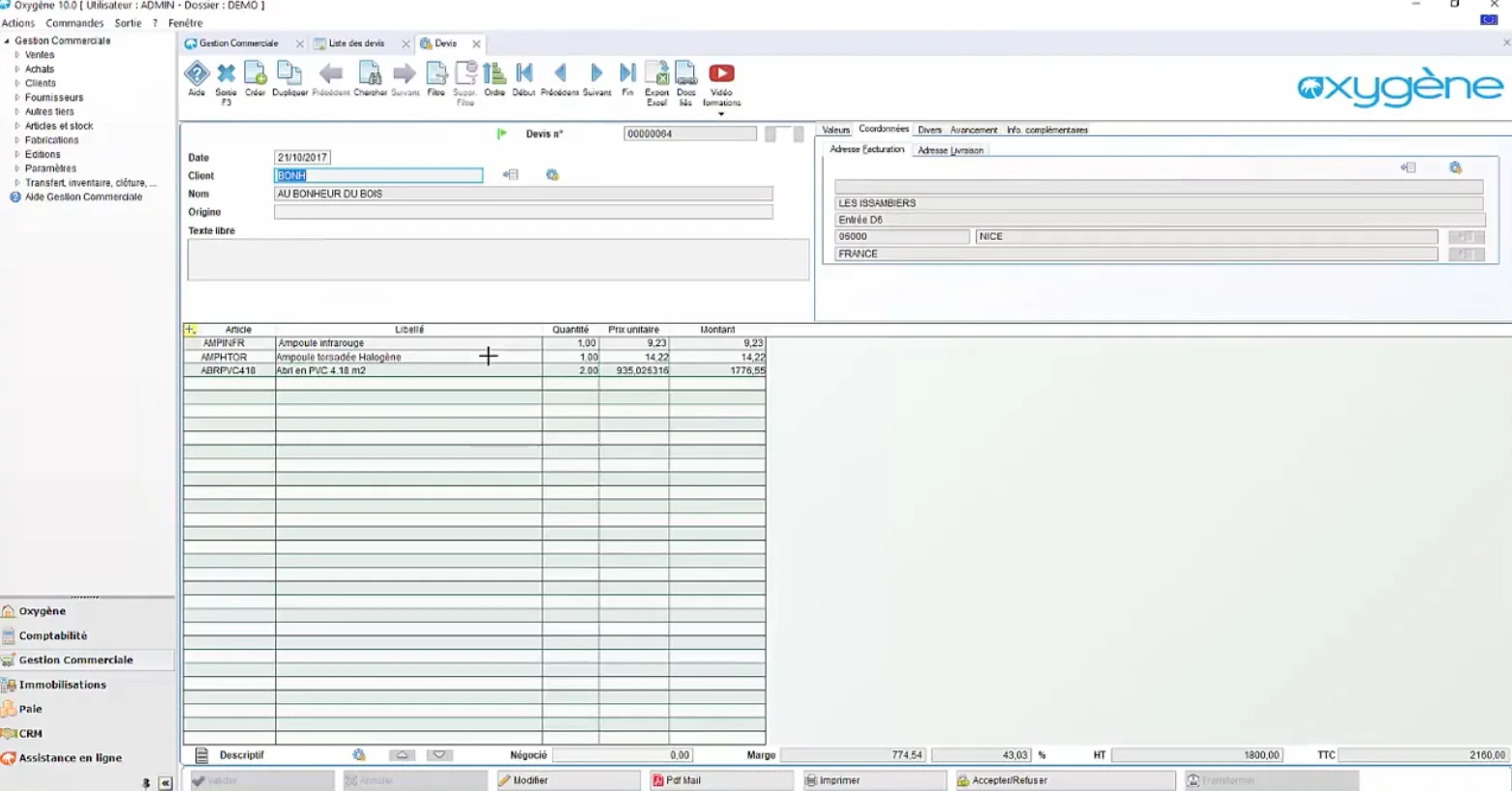 Oxygène Gestion commerciale — Screenshots 3