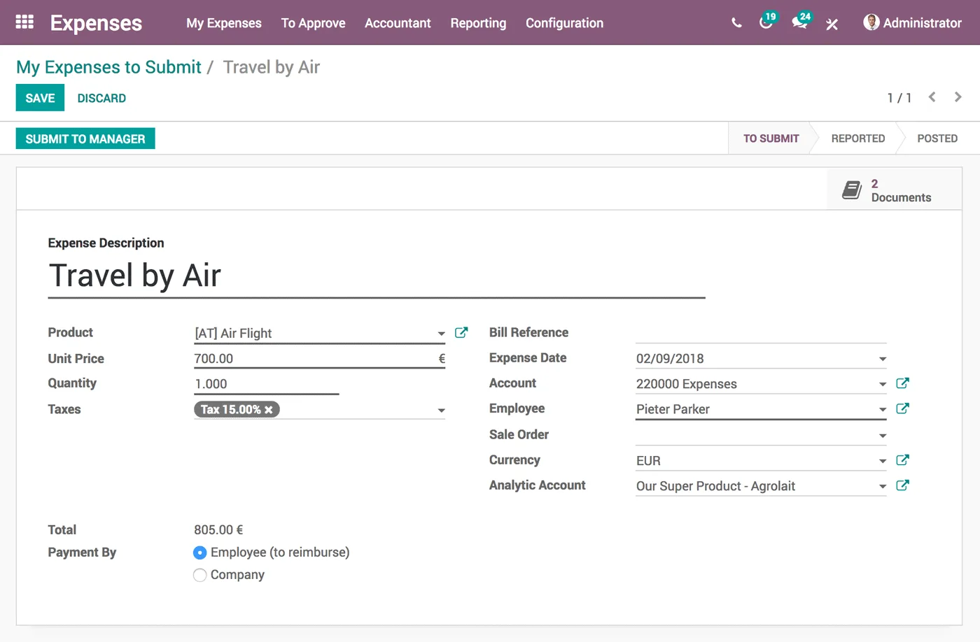 Odoo Expenses — Screenshots 1