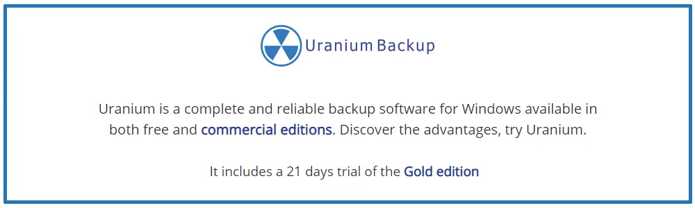 Uranium Backup — Free backup software compatible with Windows Server