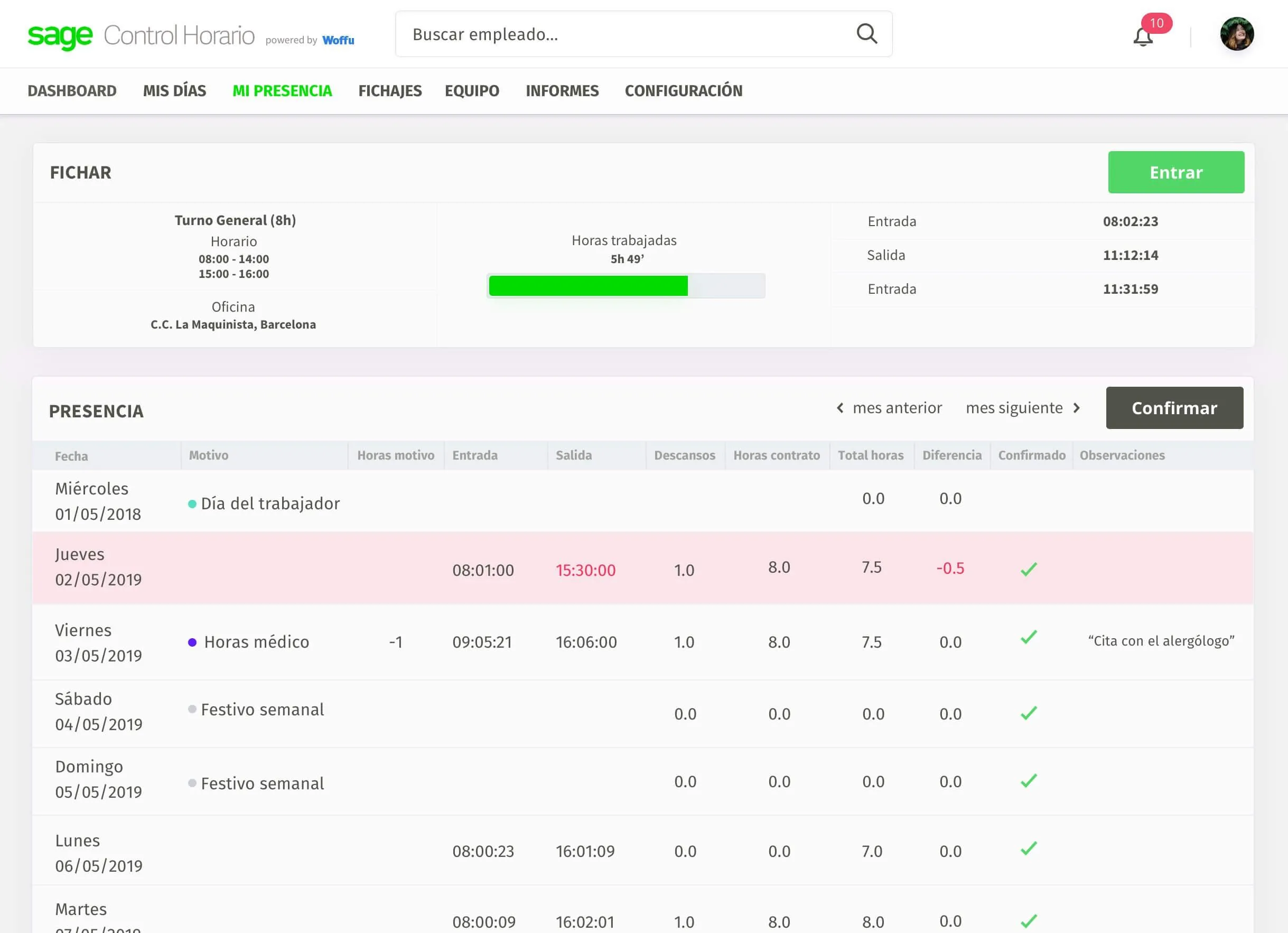 Sage Control Horario — Screenshots 1