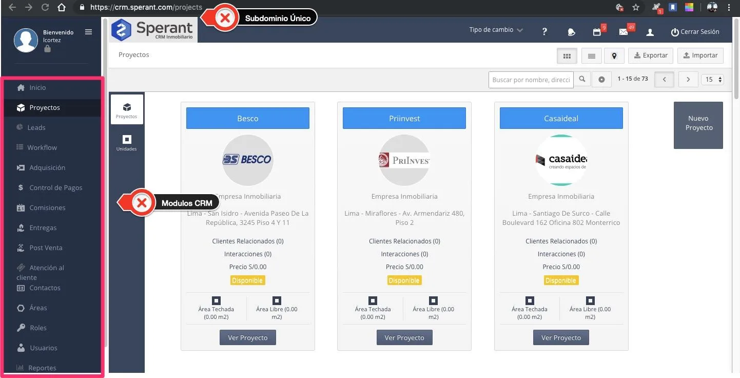 CRM Inmobiliario Sperant — Screenshots 1