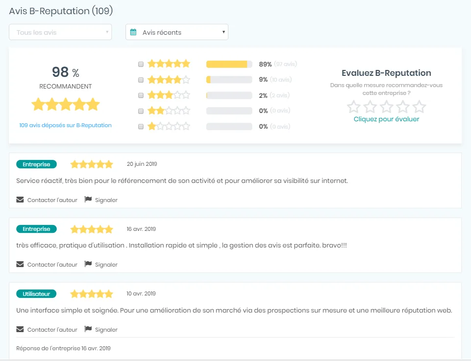 Avis clients B-Reputation — Screenshots 1