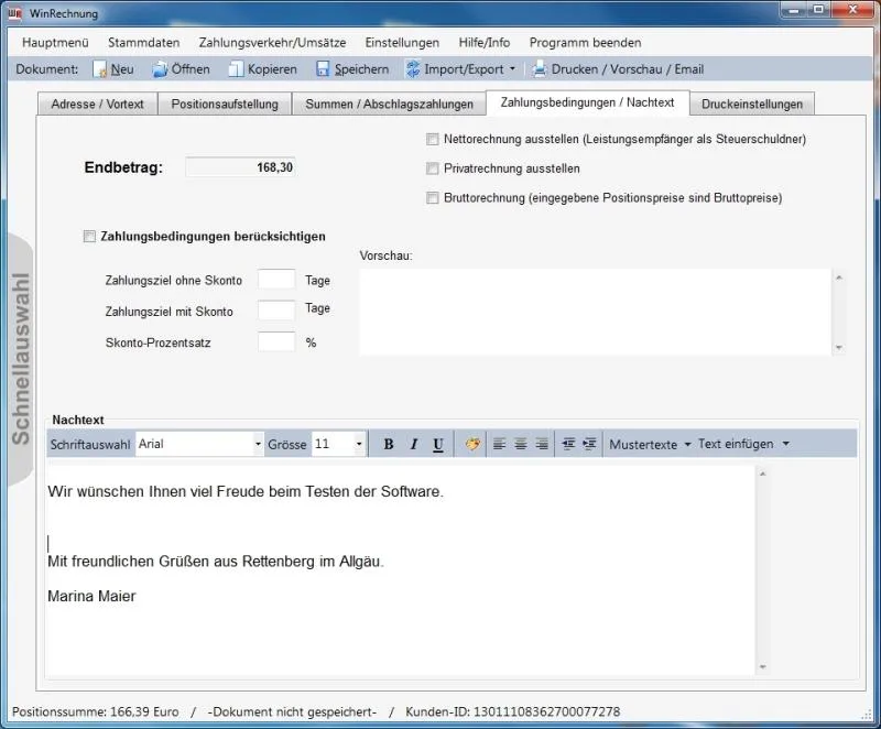 WinRechnung — Screenshots 2