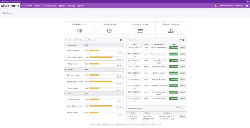 Akeneo PIM — Screenshots 1