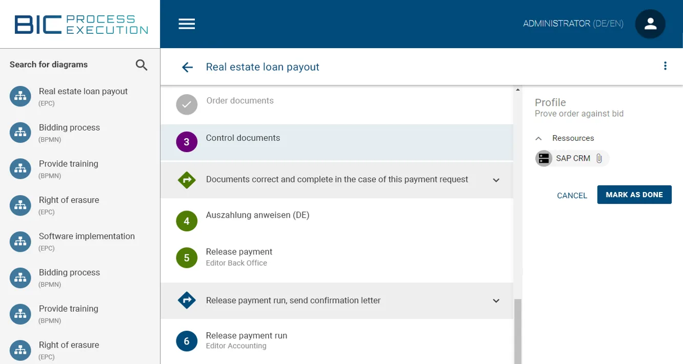 BIC Process Execution — Screenshots 1
