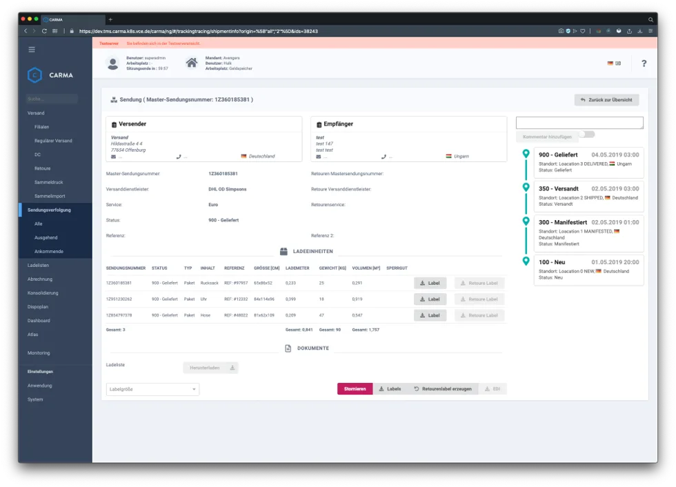 VCE Solutions TMS — Screenshots 1
