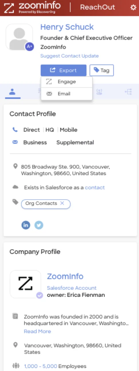 ZoomInfo screenshot