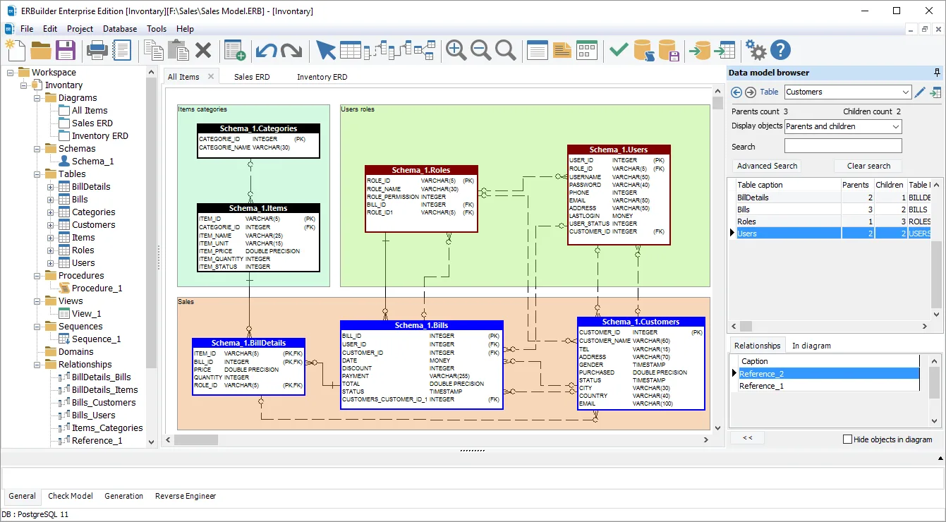 ERBuilder Data Modeler — Solution complète de modélisation de données.