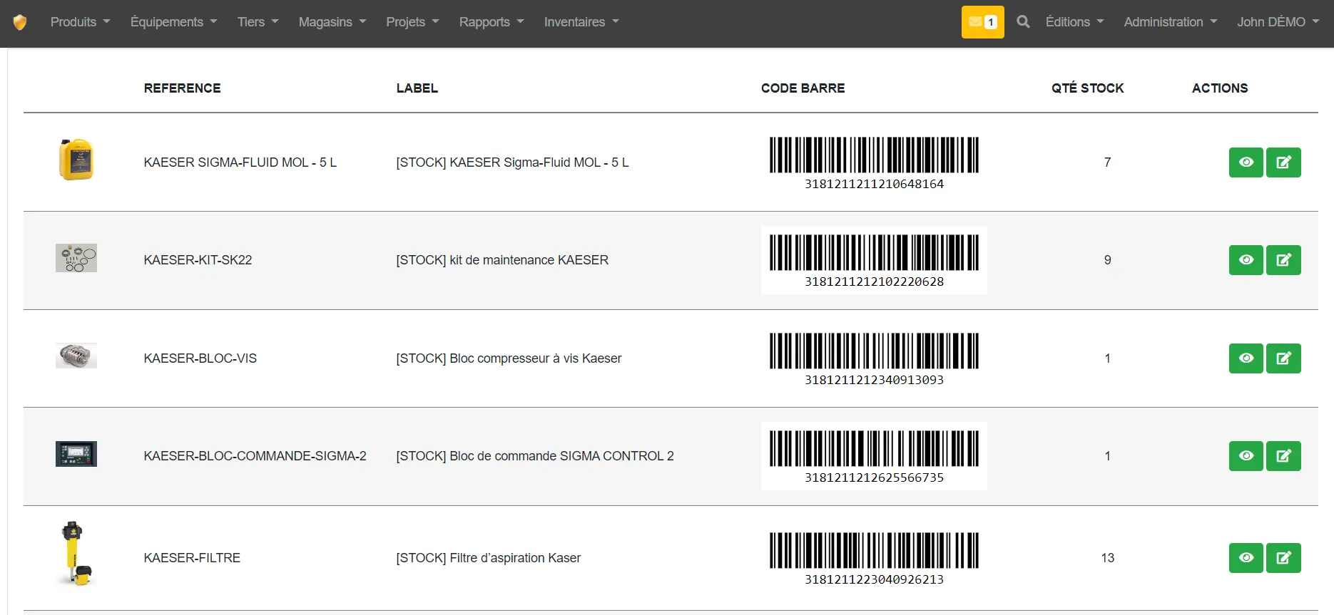 GSE-Web (Gestion de stock) — Screenshots 2