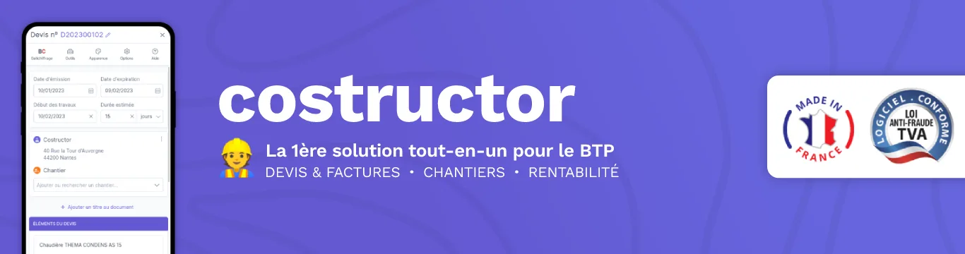 Costructor — La solution tout-en-un pour le BTP des TPE & PME