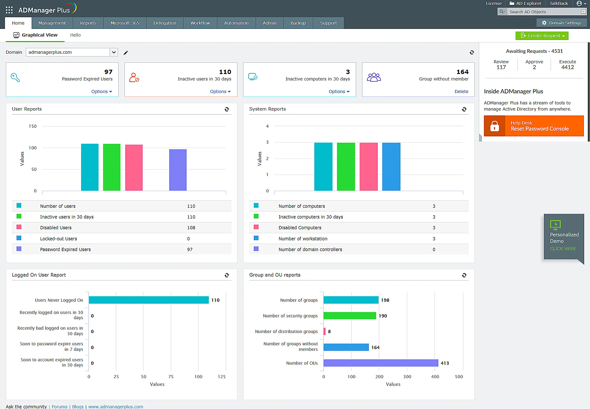 ManageEngine ADManager Plus — Screenshots 1