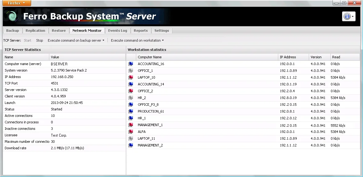 Ferro Backup System (FBS) — Screenshots 1