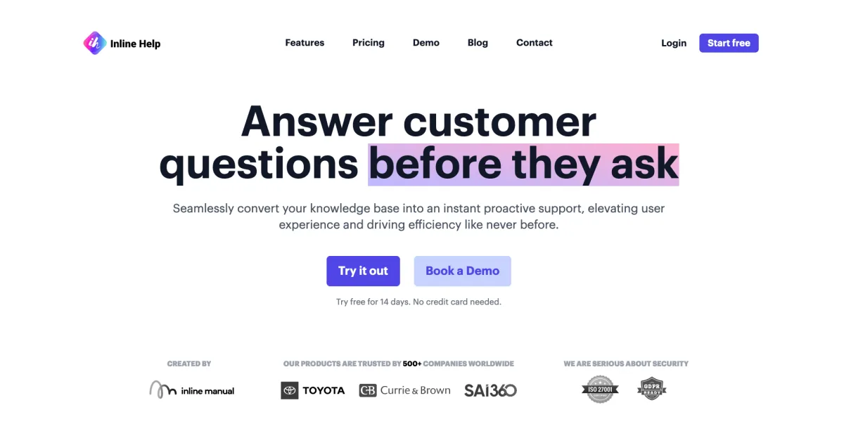 Inline Help — Answer customer questions before they ask