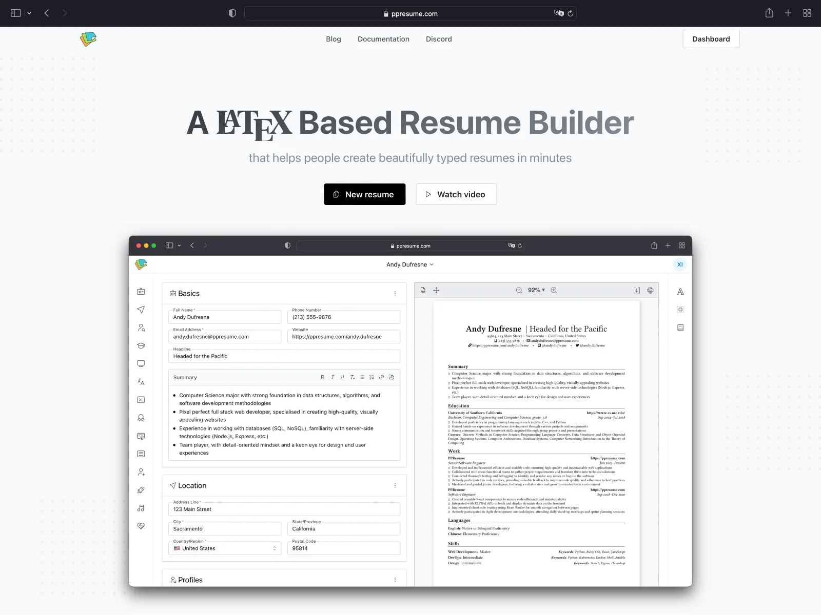 PPResume — A LaTeX based resume builder