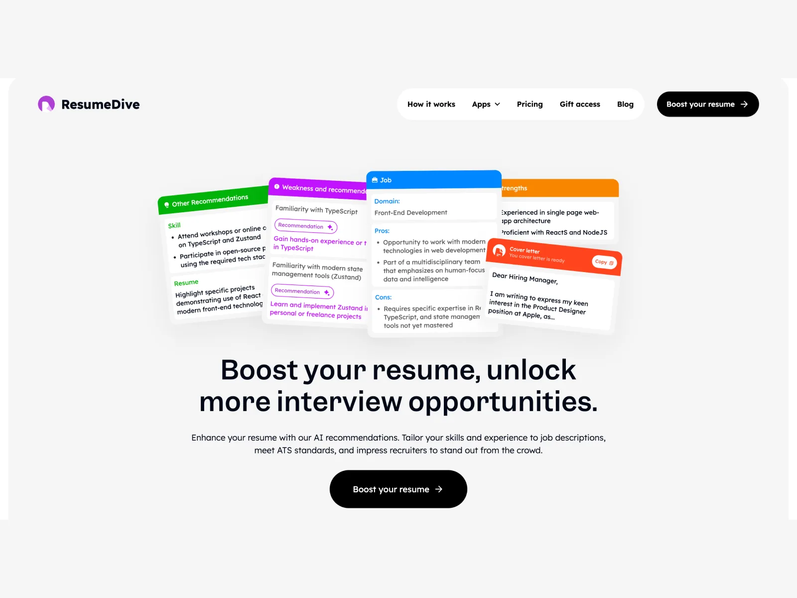 ResumeDive — A resume boosting service using AI