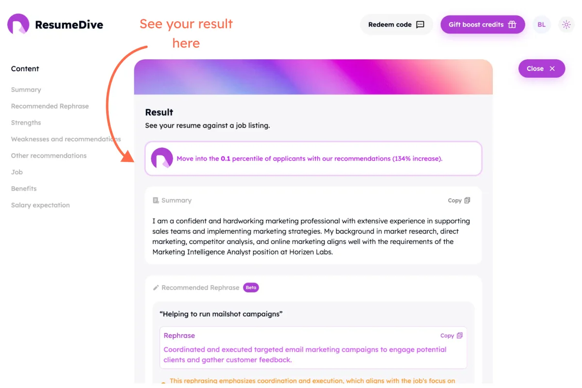 ResumeDive — Screenshots 1
