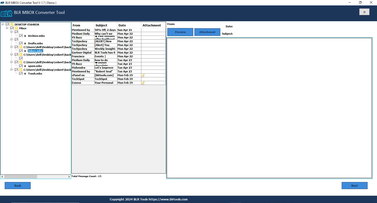 MBOX Exporter Converter Tool — Screenshots 1