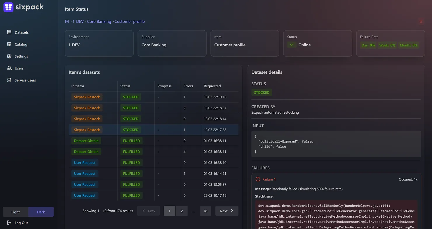 Sixpack — Synthetic test data platform