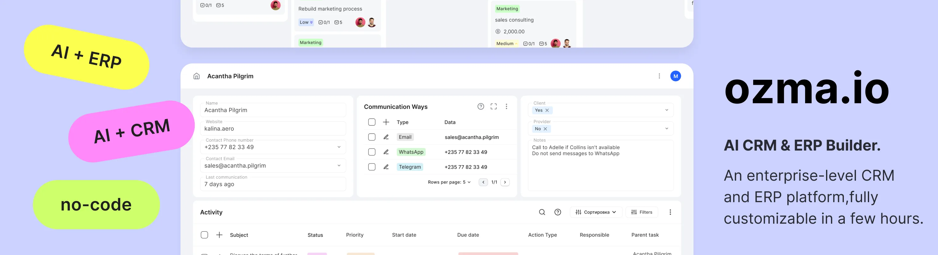 ozma.io — open source AI CRM & ERP Builder