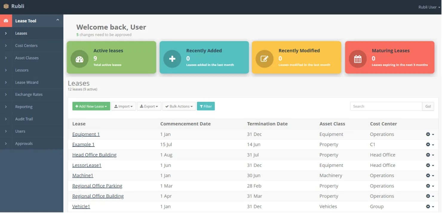 Rubli Lease Accounting — Screenshots 1