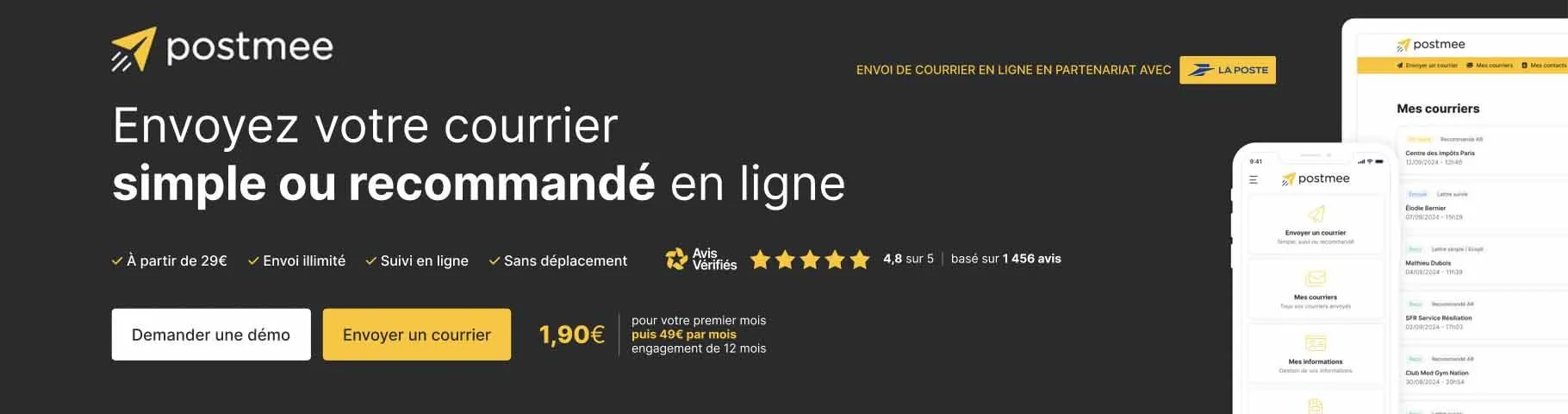 Avis Postmee — Envoyez votre courrier simple ou recommandé en ligne !