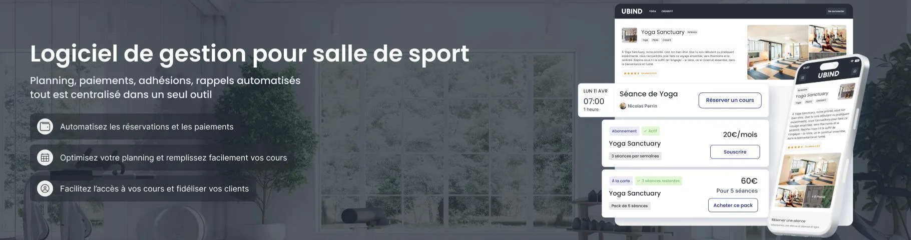 UBIND — Gestion des réservations, paiements et plannings