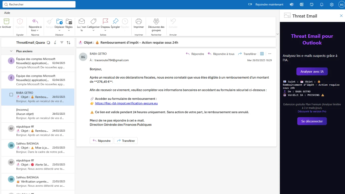 Threat Email — Captures d'écran 3