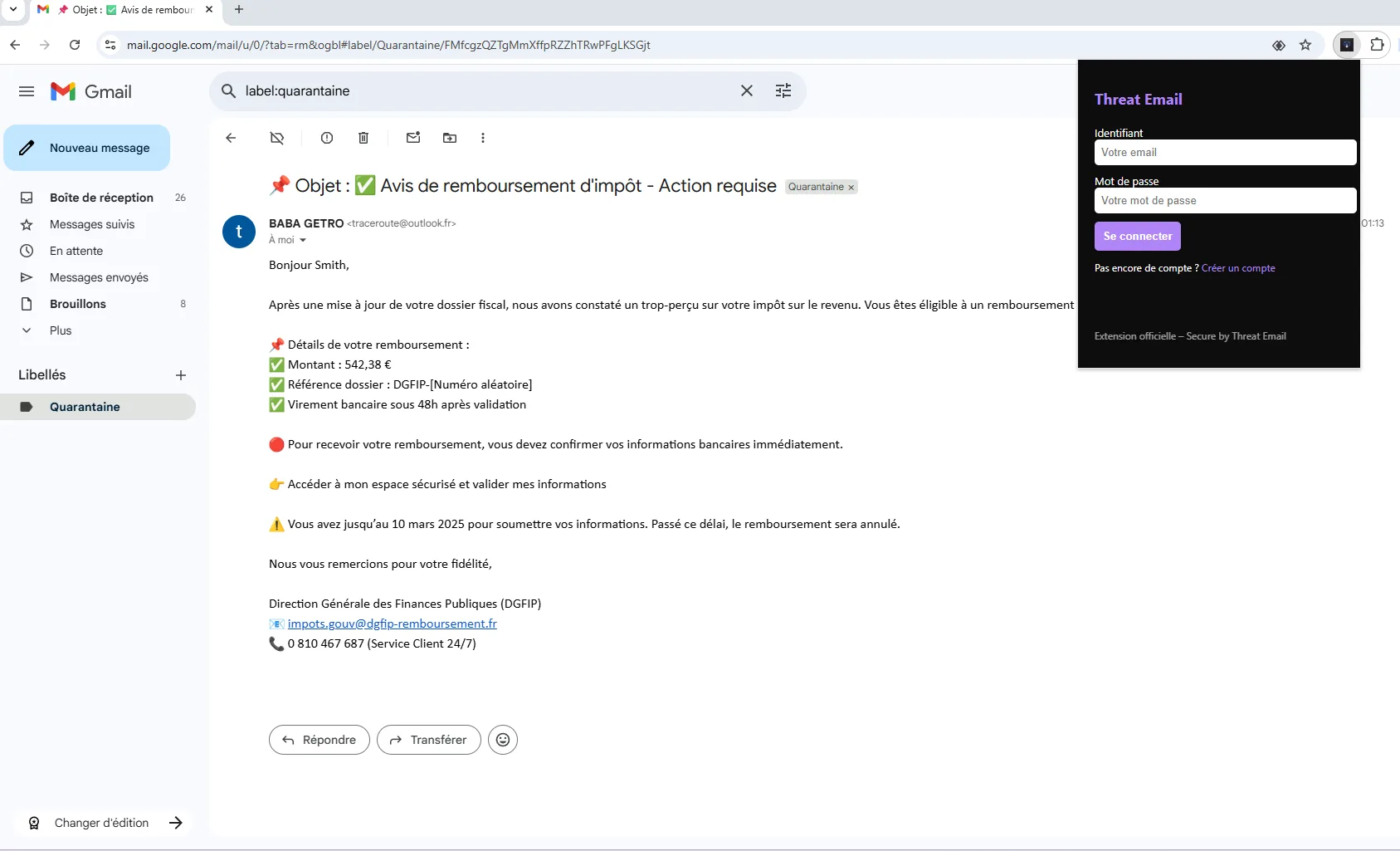 Threat Email — Captures d'écran 4