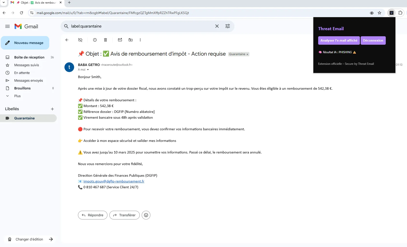 Threat Email — Captures d'écran 5
