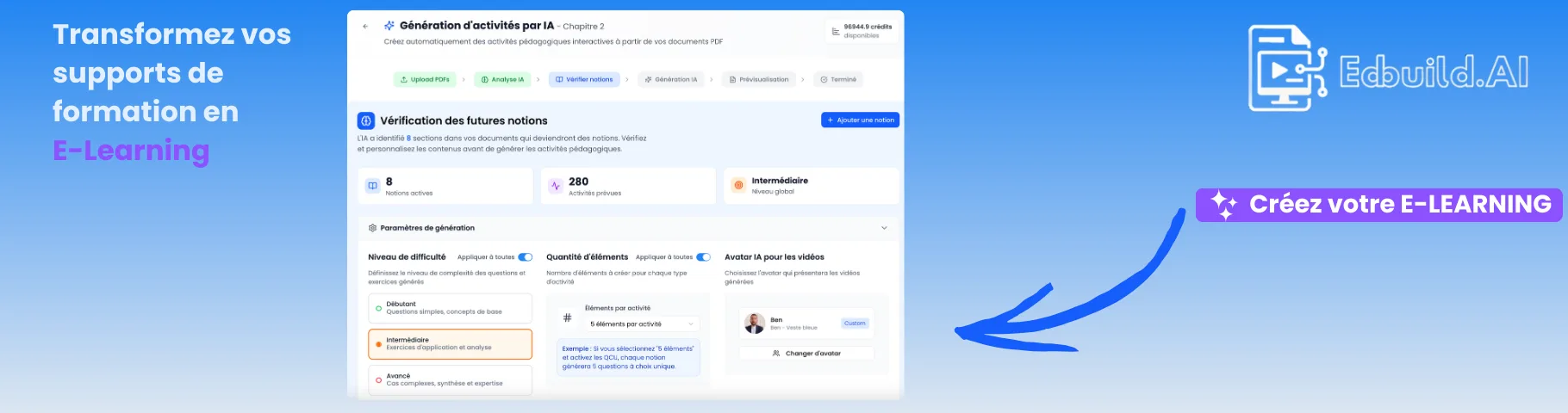 EdBuild AI — Création de formations en ligne grâce à l'IA et Diffusion