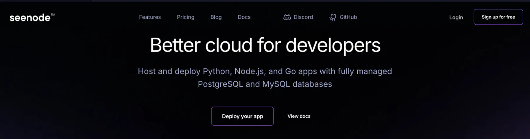 seenode — Developer cloud for full-stack apps