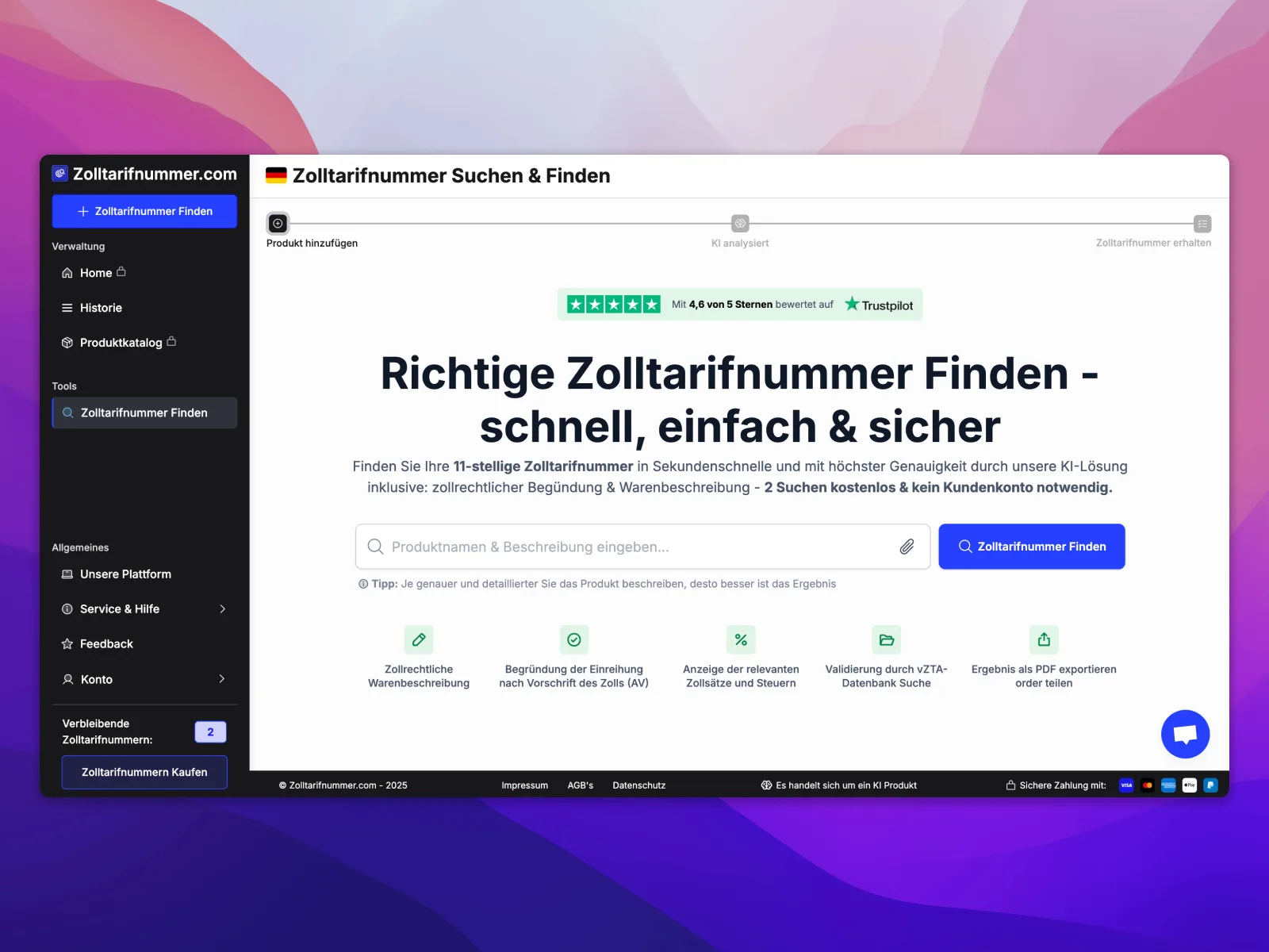 Zolltarifnummer.com — Screenshots 1