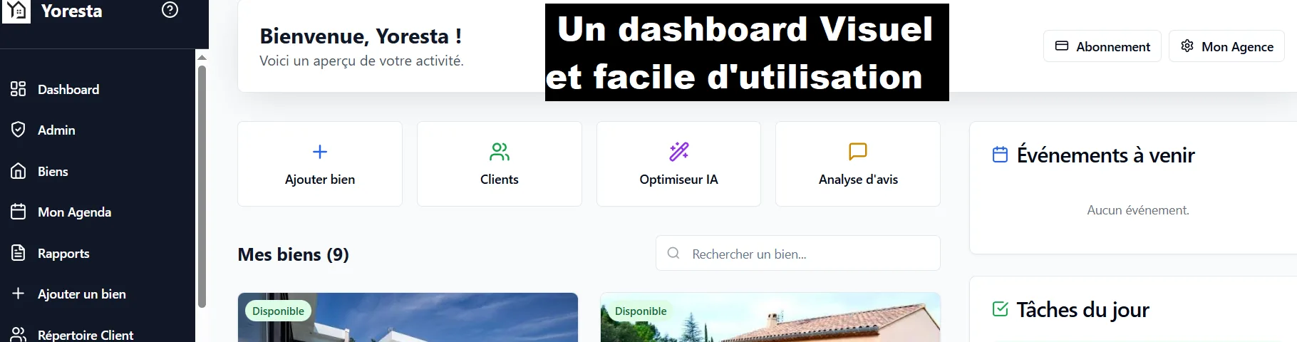 Yoresta — Plateforme CRM en ligne booster à l'IA pour les agences immo