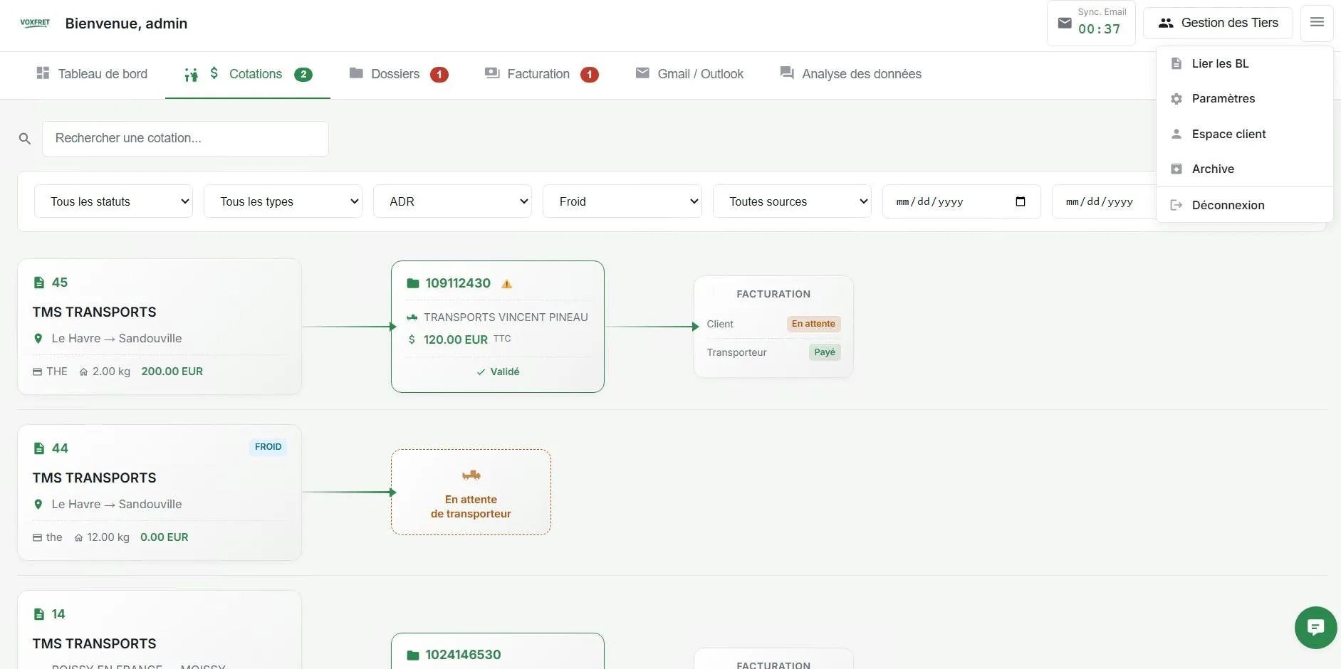 Voxfret — TMS avec intelligence artificielle pour les affréteurs