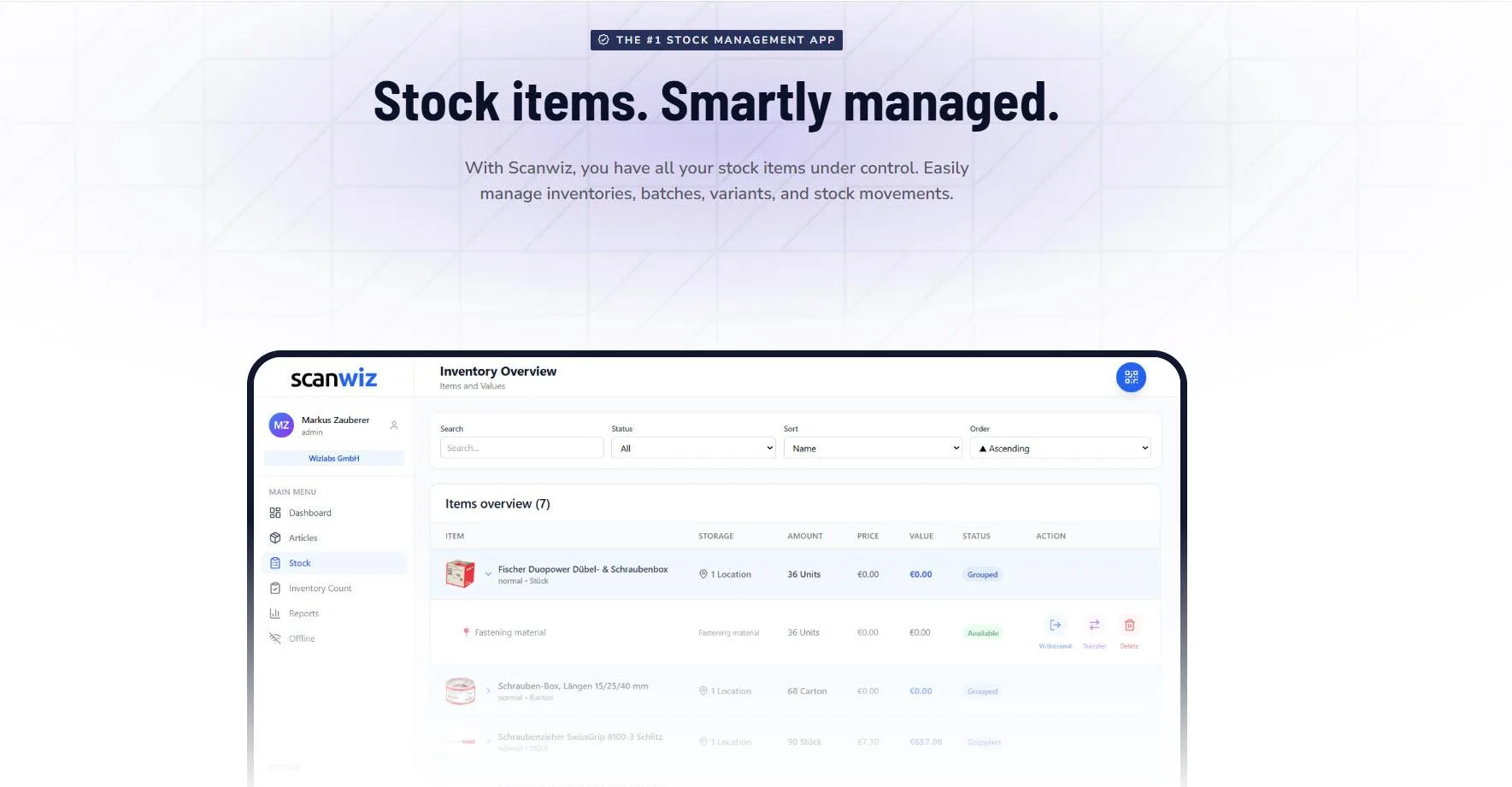 Scanwiz — Stock items. Smartly managed.