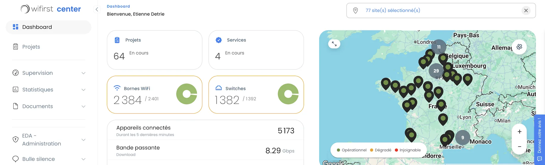 Wifirst Center — Plateforme de supervision réseau unifiée