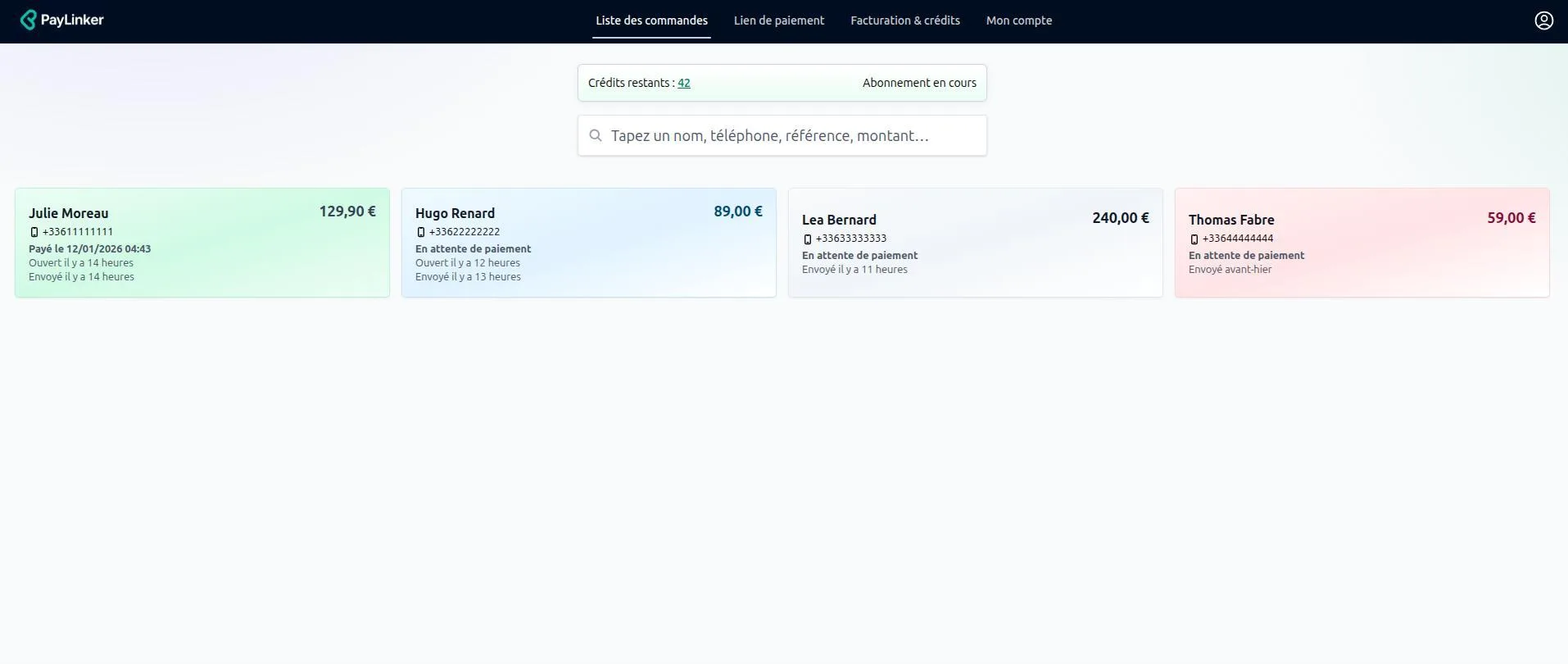 Paylinker.fr — Incassa acconti con link di pagamento via SMS o email