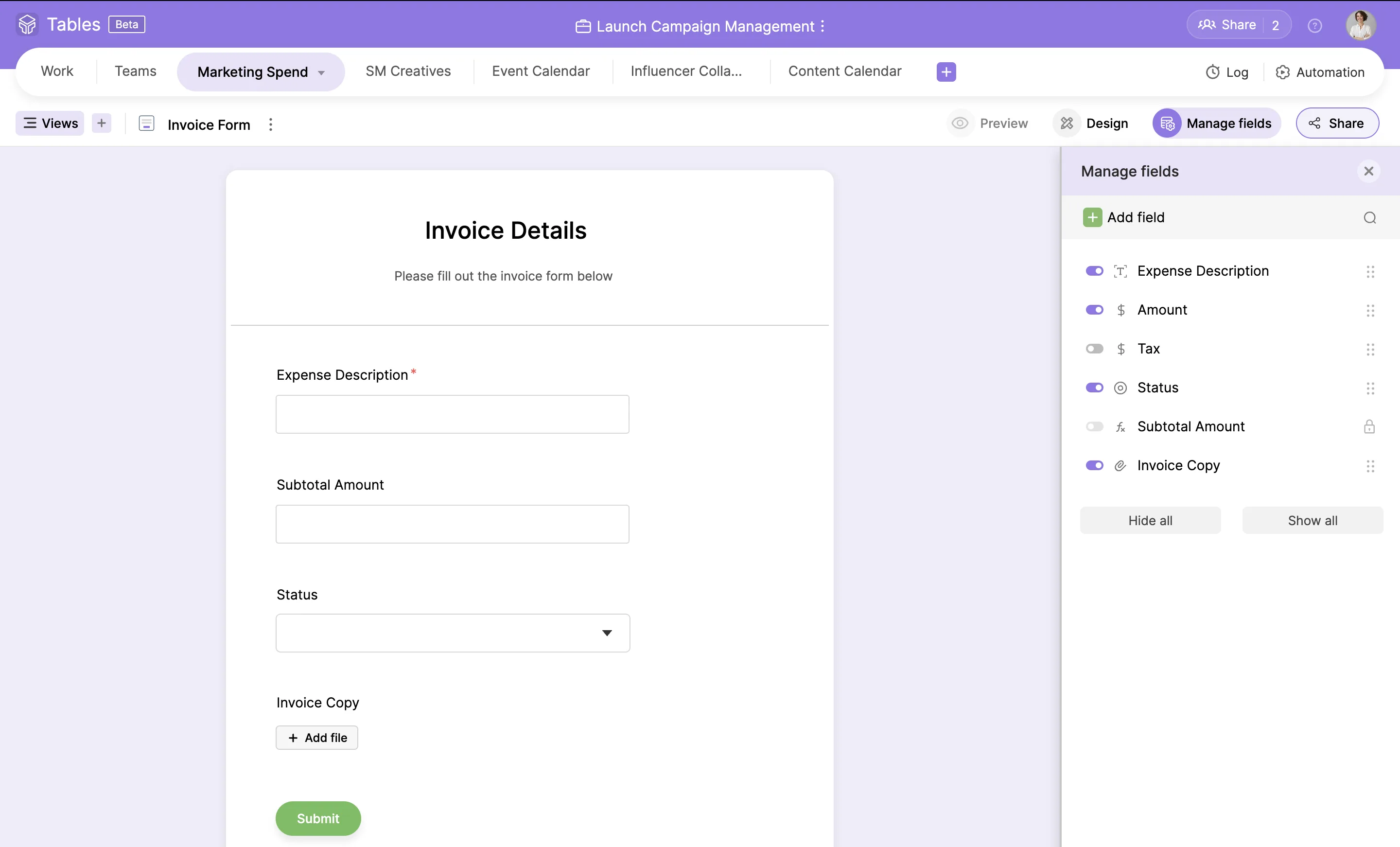Zoho Tables — Screenshots 2