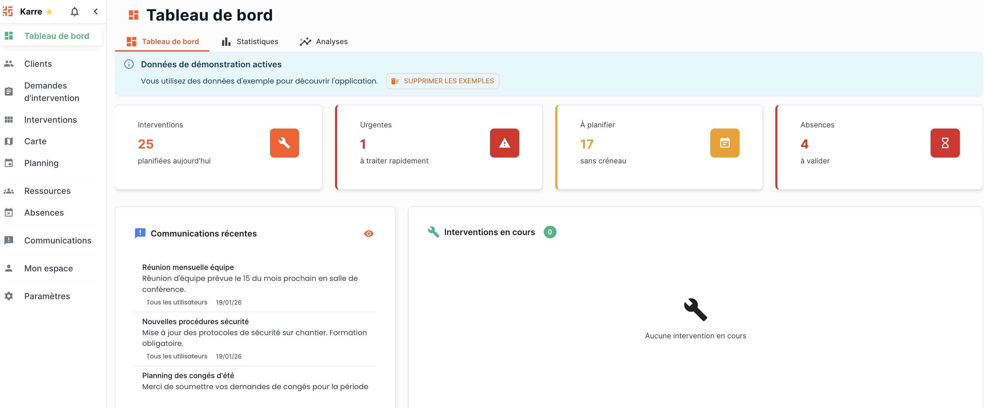 Karré — Logiciel de gestion des interventions terrain