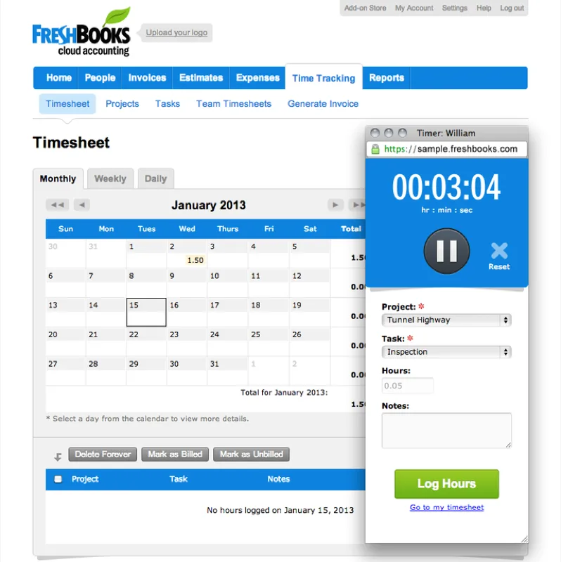 FreshBooks screenshot