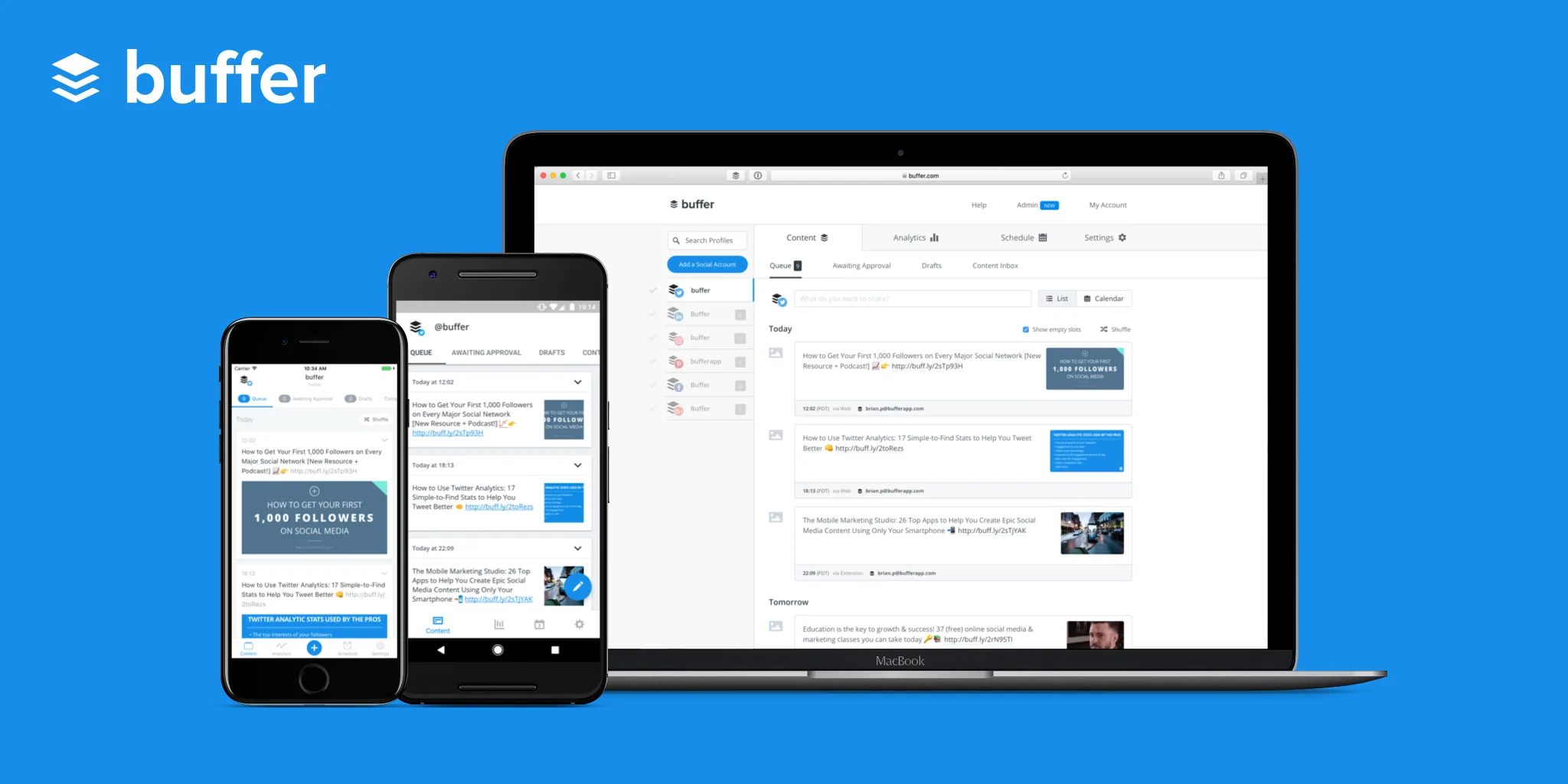 Buffer — Save time in your social network management