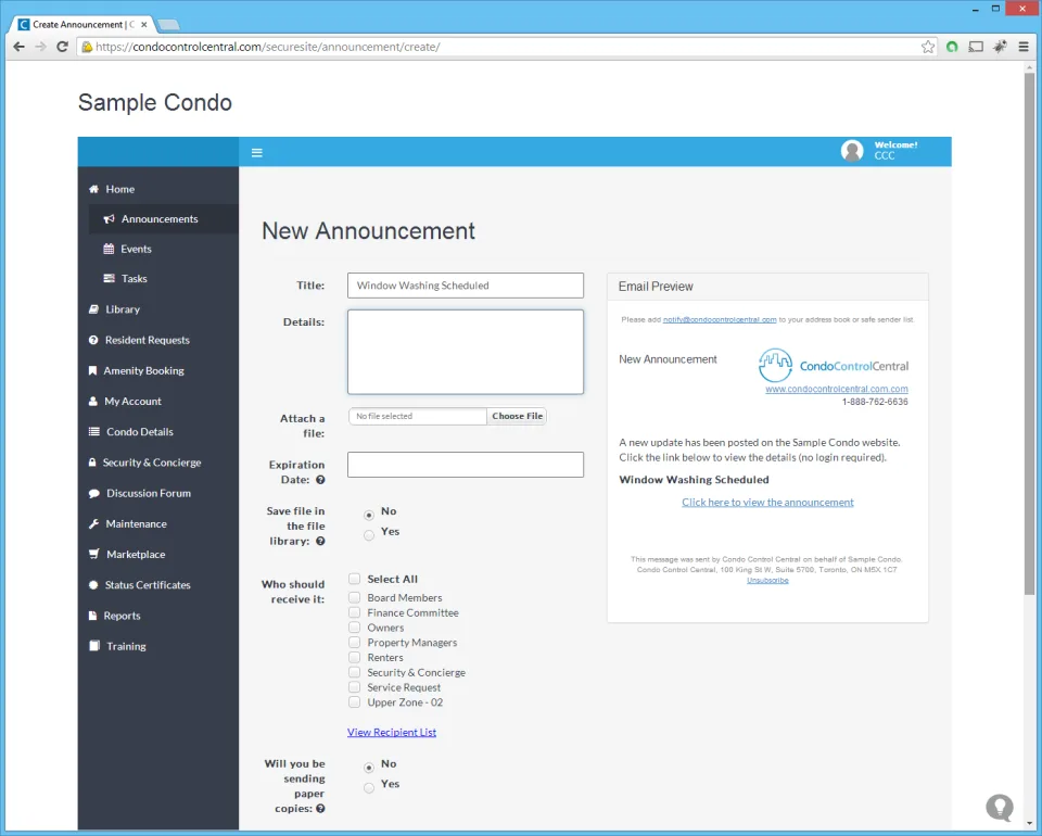 Condo Control Central — Screenshots 1